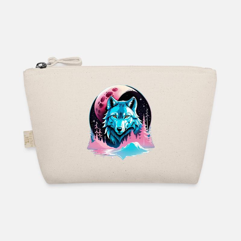 Wolf and Moon - Organic Pouch - nature