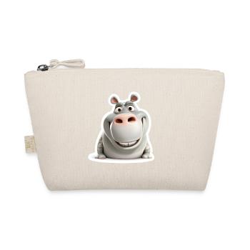 Cute Hippo Funny Grinning Animal Shirt - Organic Pouch - nature - Front