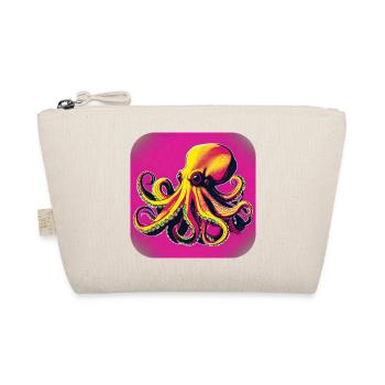 Krake im 80er Style in Pink - Bio-Täschchen - Natur - Vorne