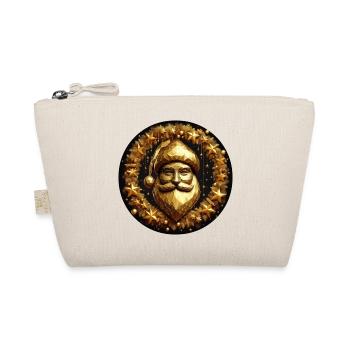 Weihnachtsmann in Gold mit Sternen - Bio-Täschchen - Natur - Vorne