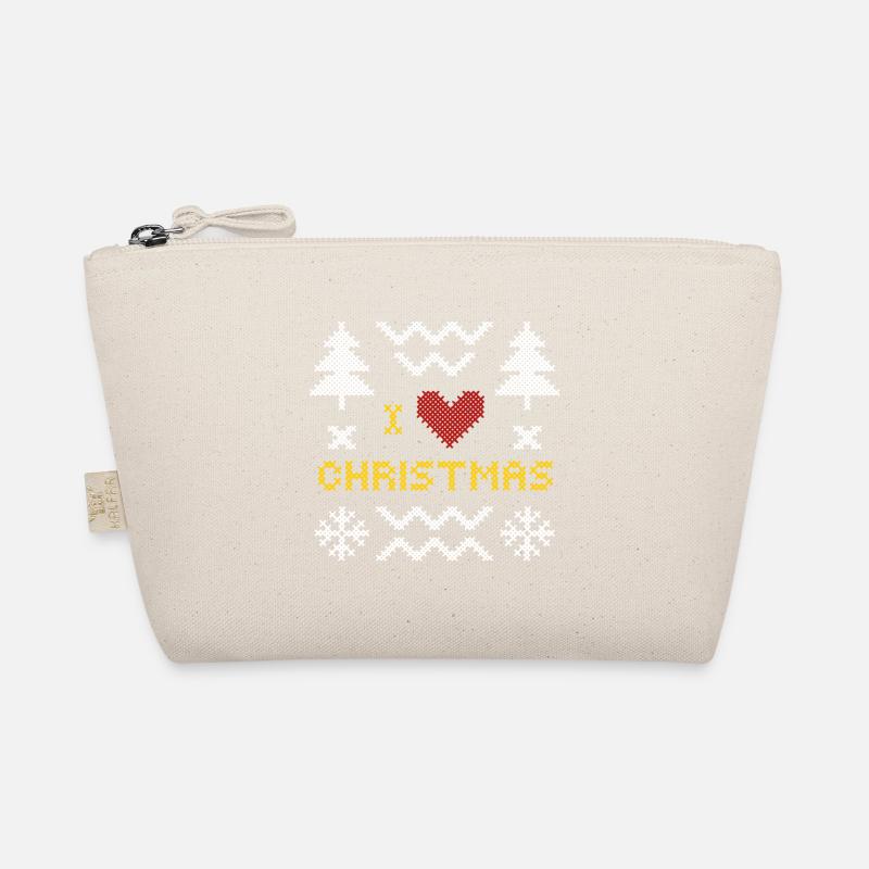 Christmas Heart Knit Pattern Design Organic Pouch