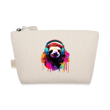 Sloth With Headphones Music Lazy Tired Sloths - Organic Pouch - nature - Front