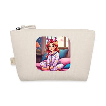 Cute girl in pajamas with cat ears - Organic Pouch - nature - Front
