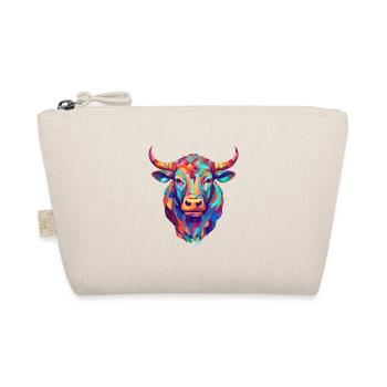 Bull Colorful Watercolor Cartoon Kawaii Animal - Organic Pouch - nature - Front