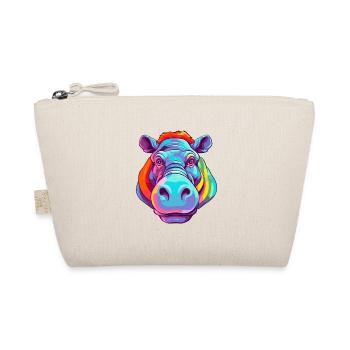 Hippo Colorful Watercolor Cartoon Kawaii Animal - Organic Pouch - nature - Front