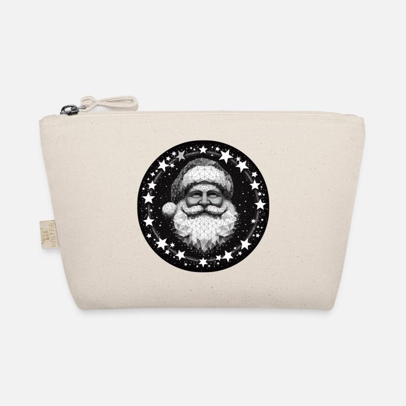 Weihnachtsmann Kopf Polygon Kranz rund grau weiß Bio-Täschchen