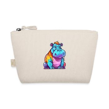 Hippo Colorful Watercolor Cartoon Kawaii Animal - Organic Pouch - nature - Front