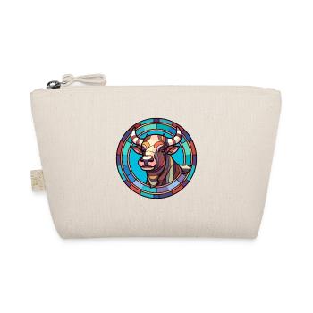 Bull Stained Glass Colorful Cartoon Kawaii Animal - Organic Pouch - nature - Front