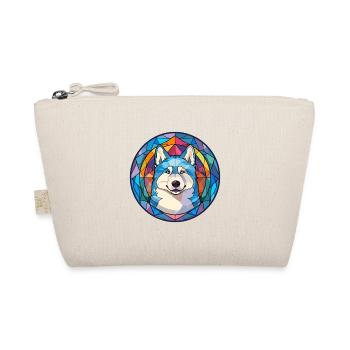 Husky Dog Stained Glass Colorful Cartoon Kawaii An - Organic Pouch - nature - Front