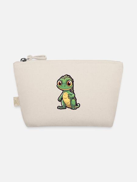 Iguana Cute Cartoon Kawaii Watercolor Animal Pet - Organic Pouch - nature - Front