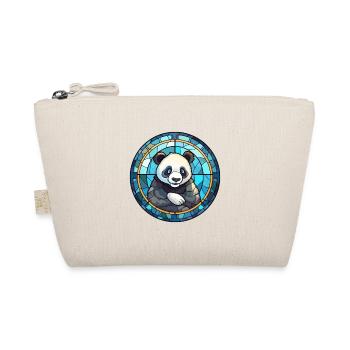 Panda Stained Glass Colorful Cartoon Kawaii Animal - Organic Pouch - nature - Front