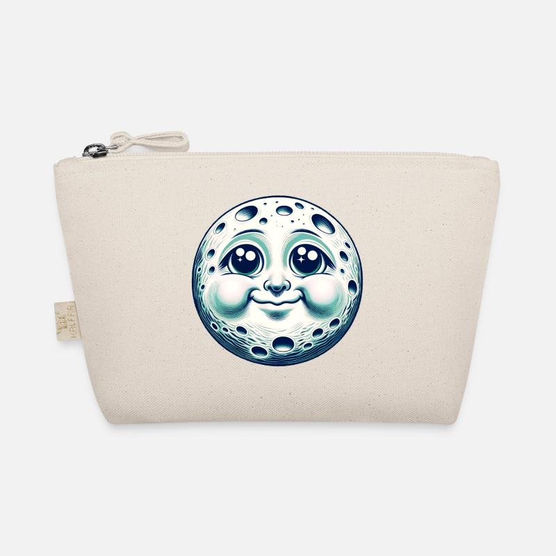 Funny Moon with Face - Organic Pouch - nature
