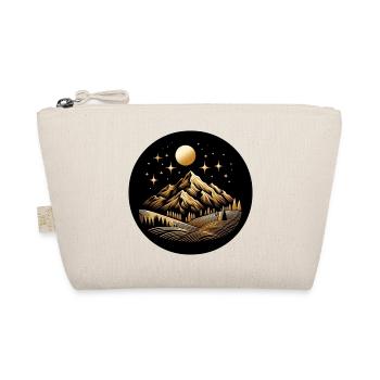 Landscape, Mountain, Nature, Black, Gold - Organic Pouch - nature - Front