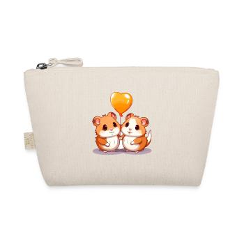 Hamsters Kawaii Cartoon Pet Playing With Balloons - Organic Pouch - nature - Front