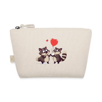 Raccoons Kawaii Cartoon Pet Playing With Balloons - Organic Pouch - nature - Front