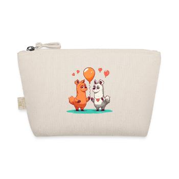 Llamas Kawaii Cartoon Pet Playing With Balloons - Organic Pouch - nature - Front