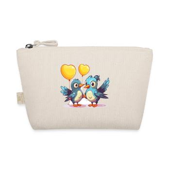 Jay Birds Kawaii Cartoon Pet Playing With Balloons - Organic Pouch - nature - Front