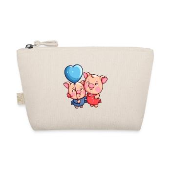 Pig Kawaii Cartoon Pet Playing With Balloons - Organic Pouch - nature - Front