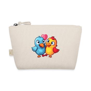 Birds Kawaii Cartoon Pet Playing With Balloons - Organic Pouch - nature - Front