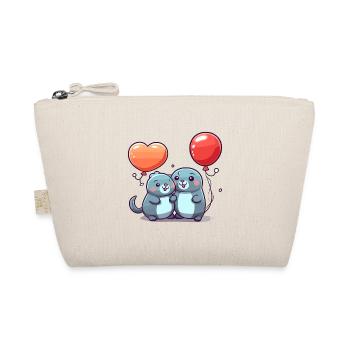 Seals Kawaii Cartoon Pet Playing With Balloons - Organic Pouch - nature - Front