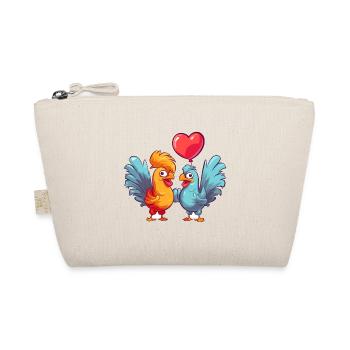 Roosters Kawaii Cartoon Pet Playing With Balloons - Organic Pouch - nature - Front