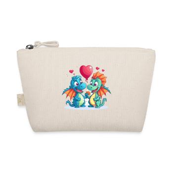 Dragons Kawaii Cartoon Pet Playing With Balloons - Organic Pouch - nature - Front