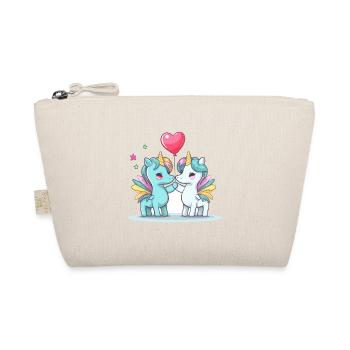 Unicorns Kawaii Cartoon Pet Playing With Balloons - Organic Pouch - nature - Front