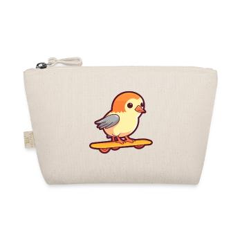 Funny Cuckoo Kawaii Cartoon Pet Playing Skateboard - Organic Pouch - nature - Front
