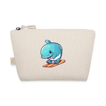Lustiger Wal Kawaii Cartoon Haustier spielt Skateboard - Bio-Täschchen - Natur - Vorne