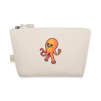 Funny Octopus Kawaii Cartoon Playing Skateboard - Organic Pouch - nature - Front