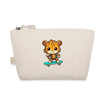 Lustiger Leopard Kawaii Cartoon spielt Skateboard - Bio-Täschchen - Natur - Vorne