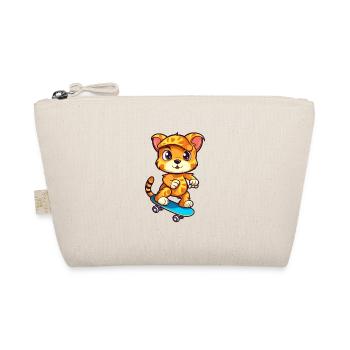 Lustiger Kawaii Cartoon Haustier spielt Skateboard - Bio-Täschchen - Natur - Vorne
