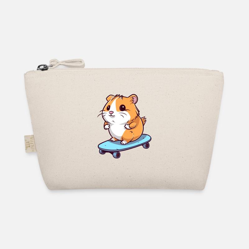 Funny Hamster Kawaii Cartoon Playing Skateboard Organic Pouch