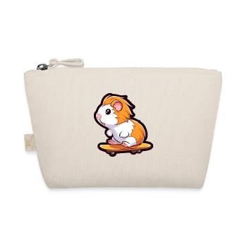Funny Guinea Pig Kawaii Cartoon Playing Skateboard - Organic Pouch - nature - Front