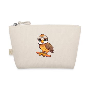 Funny Falcon Kawaii Cartoon Pet Playing Skateboard - Organic Pouch - nature - Front