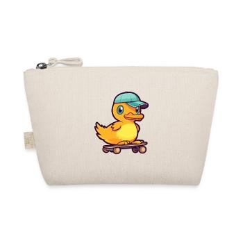 Lustige Ente Kawaii Cartoon Haustier spielt Skateboard - Bio-Täschchen - Natur - Vorne