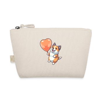 Dog Kawaii Cartoon Pet Playing With Balloons - Organic Pouch - nature - Front