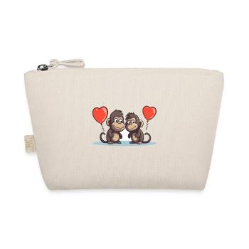 Baboons Kawaii Cartoon Pet Playing With Balloons - Organic Pouch - nature - Front