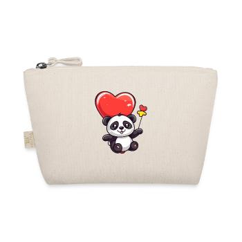 Panda Kawaii Cartoon Pet Playing With Balloons - Organic Pouch - nature - Front