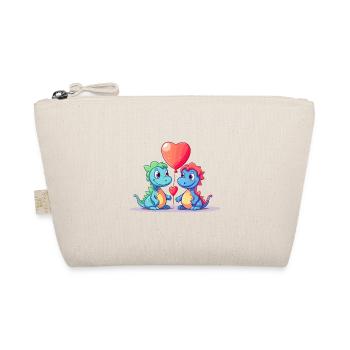 Dinosaurs Kawaii Cartoon Pet Playing With Balloons - Organic Pouch - nature - Front