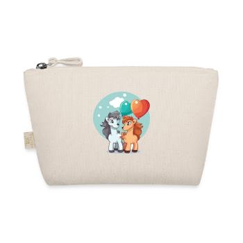 Horses Kawaii Cartoon Pet Playing With Balloons - Organic Pouch - nature - Front