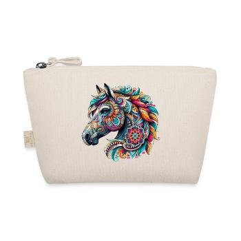 Horse decorated with Mandalas - Organic Pouch - nature - Front