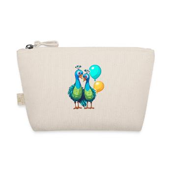 Peacocks Kawaii Cartoon Pet Playing With Balloons - Organic Pouch - nature - Front