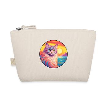 German Longhair Cat Watercolor Cartoon Kawaii - Organic Pouch - nature - Front