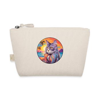 Maine Coon Katze Rasse Aquarell Karikatur Kawaii Haustier - Bio-Täschchen - Natur - Vorne