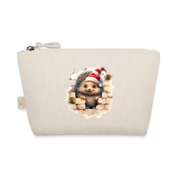 Christmas hedgehog in the wall - Organic Pouch - nature - Front