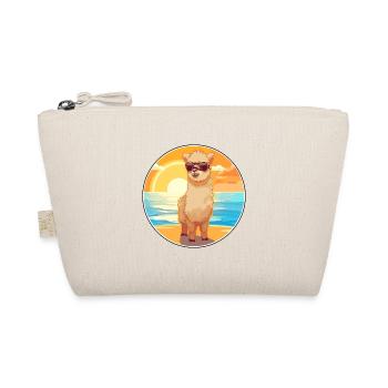 Alpaca Funny Cartoon Kawaii Beach Illustration - Organic Pouch - nature - Front