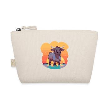 Bull Funny Cartoon Kawaii Beach Illustration - Organic Pouch - nature - Front