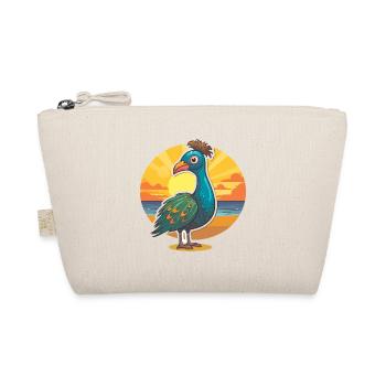 Peacock Funny Cartoon Kawaii Beach Illustration - Organic Pouch - nature - Front