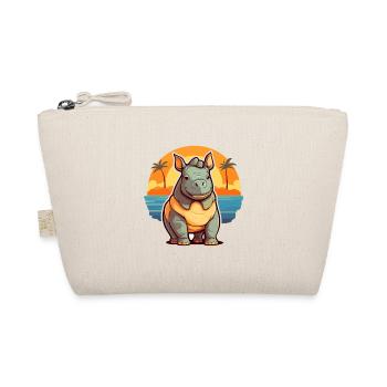 Nashorn Lustige Karikatur Kawaii Strand Illustration - Bio-Täschchen - Natur - Vorne